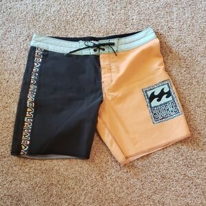 Billabong Men's Black and Orange Board Shorts
